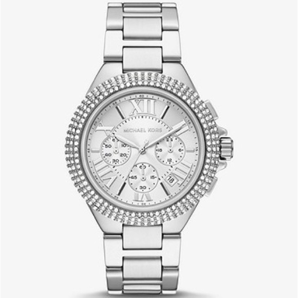 Oversized Camille Pavé Silver-Tone Watch